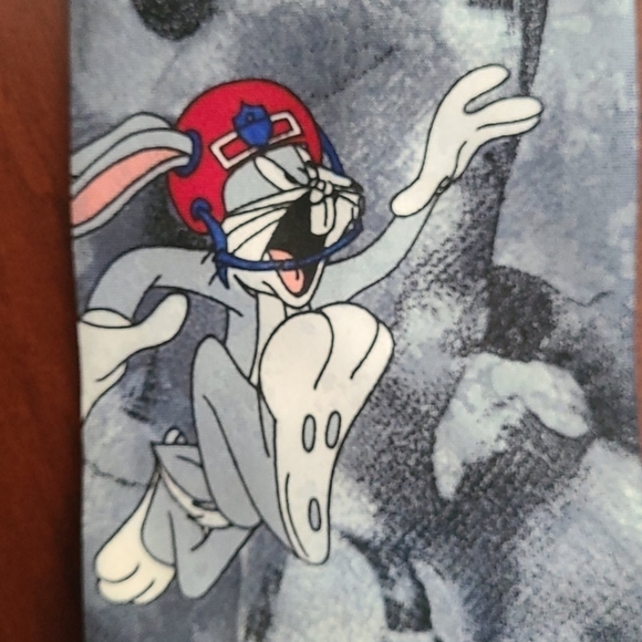 VINTAGE SILK Grey Men's Looney Tunes Warner Brothers Tie - Picture 6 of 7